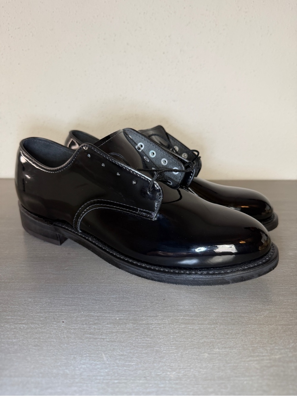 Thorogood 1491 Oxford Dress Shoes Mens 9.5D Black Patent Leather Uniform Shoes